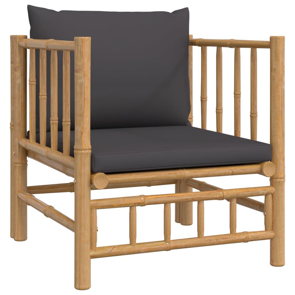 vidaXL 8 Piece Garden Lounge Set with Dark Grey Cushions Bamboo