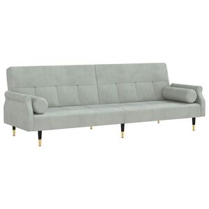 vidaXL Sofa Bed with Cushions Light Grey Velvet