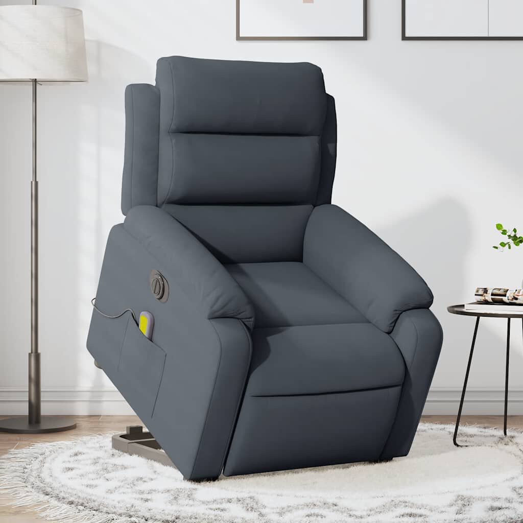 vidaXL Electric Stand up Massage Recliner Chair Dark Grey Velvet