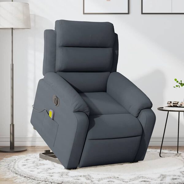 vidaXL Electric Stand up Massage Recliner Chair Dark Grey Velvet