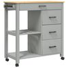 vidaXL Kitchen Trolley MONZA 84x40x88.5 cm Grey Solid Wood Pine