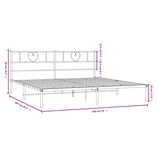 vidaXL Metal Bed Frame without Mattress with Headboard White 193x203cm
