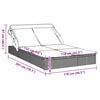 vidaXL 2-Person Sunbed with Foldable Roof Black 213x118x97 cm Poly Rattan