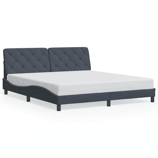 vidaXL Bed Frame without Mattress Dark Grey 183x213 cm Velvet
