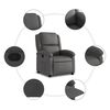 vidaXL Recliner Chair Grey Real Leather