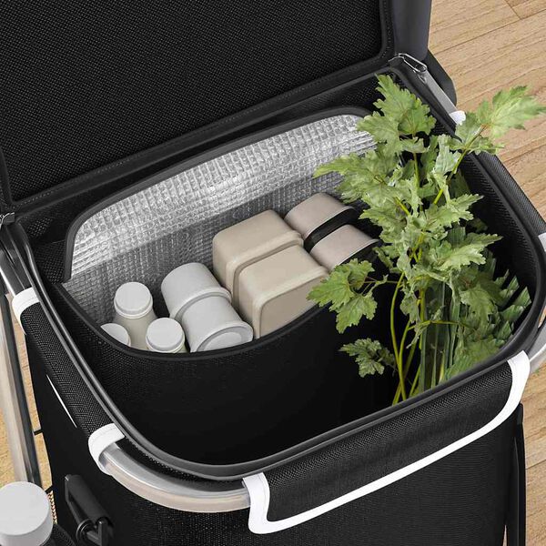 vidaXL Shopping Trolley Black 36.5 x 46.5 x 100.5 cm Oxford fabric