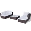 vidaXL 5 Piece Garden Lounge Set with Cushions Poly Rattan Brown