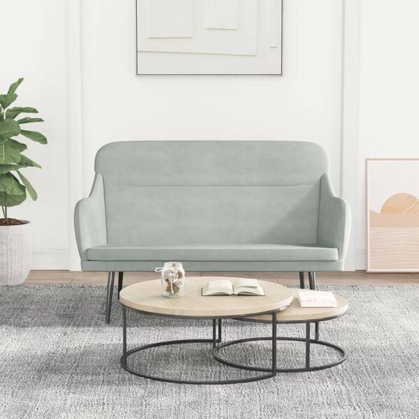 vidaXL Bench Light Grey 110x76x80 cm Velvet
