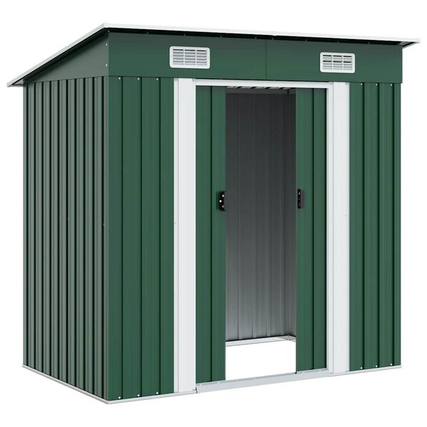vidaXL Garden Shed Green Metal