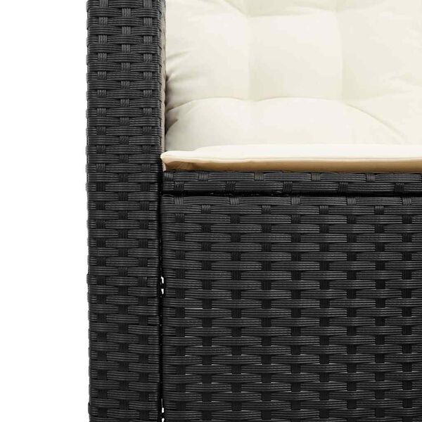 vidaXL Garden Sofa with Table&Cushions L-shaped Black Poly Rattan
