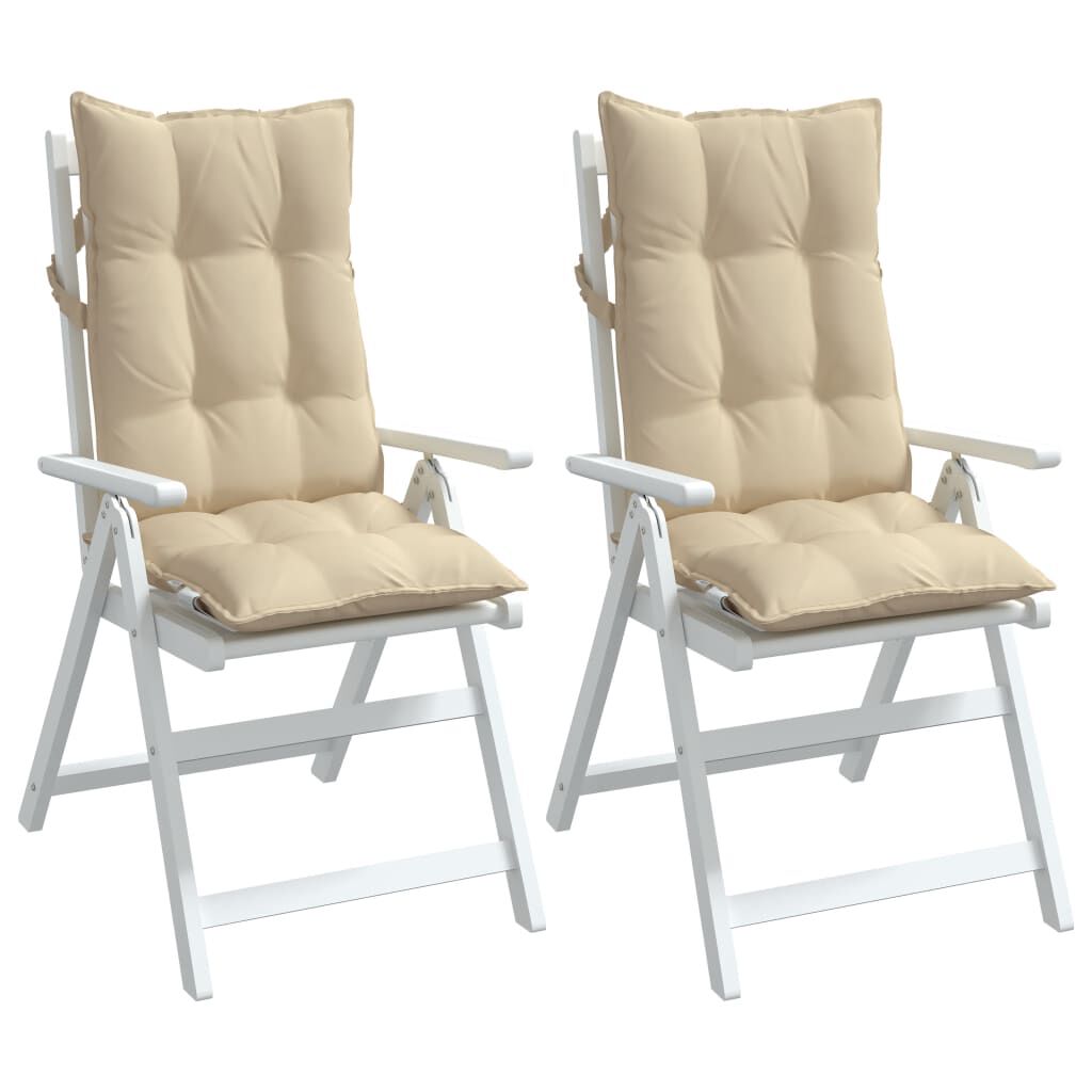 vidaXL Highback Chair Cushions 2 pcs Beige Oxford Fabric