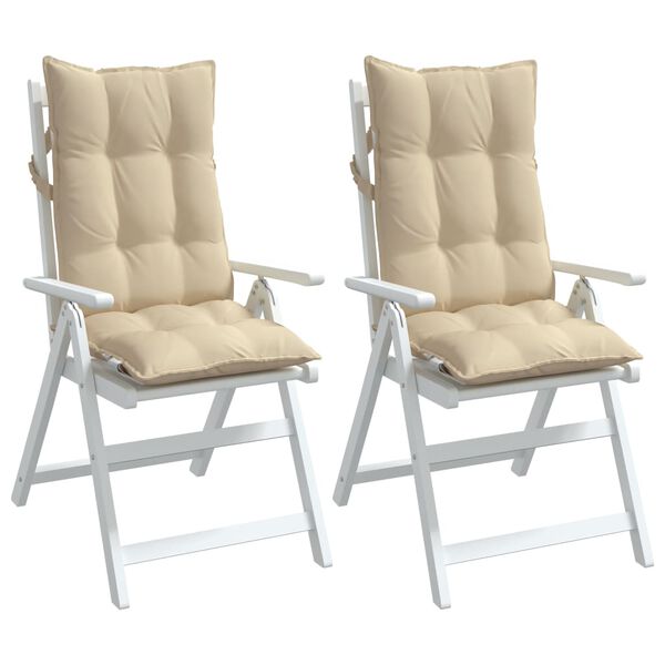 vidaXL Highback Chair Cushions 2 pcs Beige Oxford Fabric