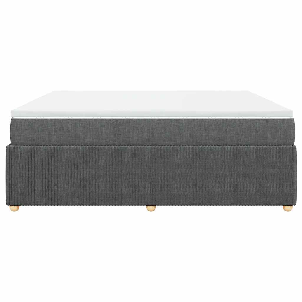 vidaXL Box Spring Bed with Mattress Dark Grey King Fabric