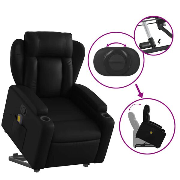 vidaXL Stand up Massage Recliner Chair Black Faux Leather