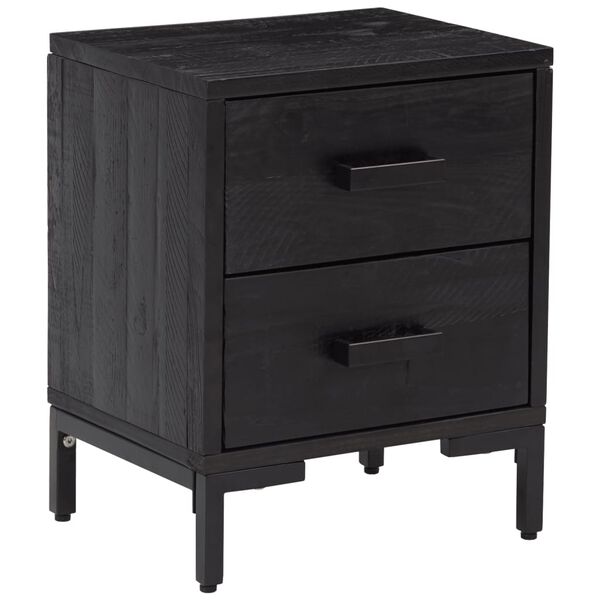 vidaXL Bedside Cabinets 2 pcs Black 36x30x45 cm Solid Wood Pine