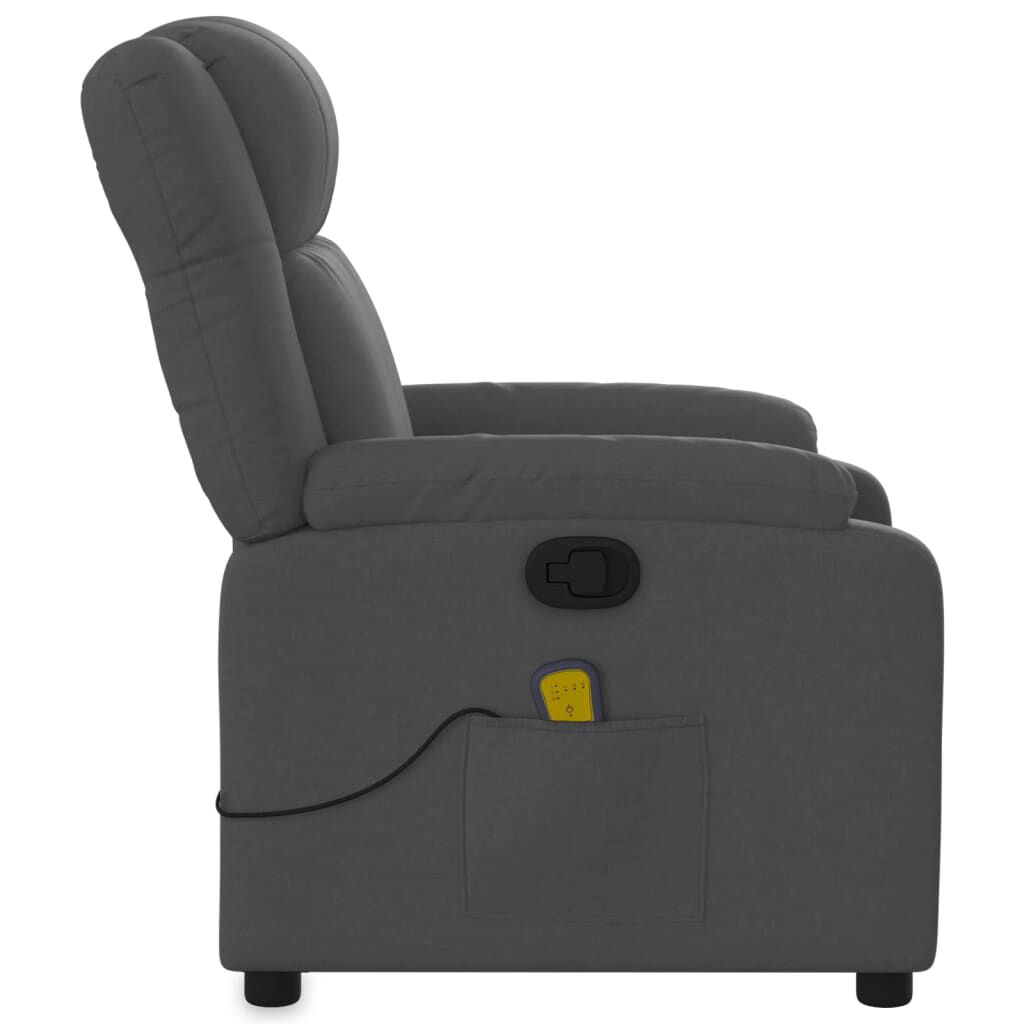 vidaXL Massage Recliner Chair Dark Grey Fabric