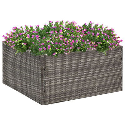 vidaXL Garden Planter Grey 80x80x40 cm Poly Rattan