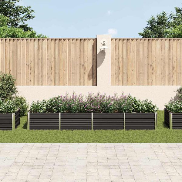 vidaXL Garden Raised Bed Anthracite 320x80x45 cm Galvanised Steel