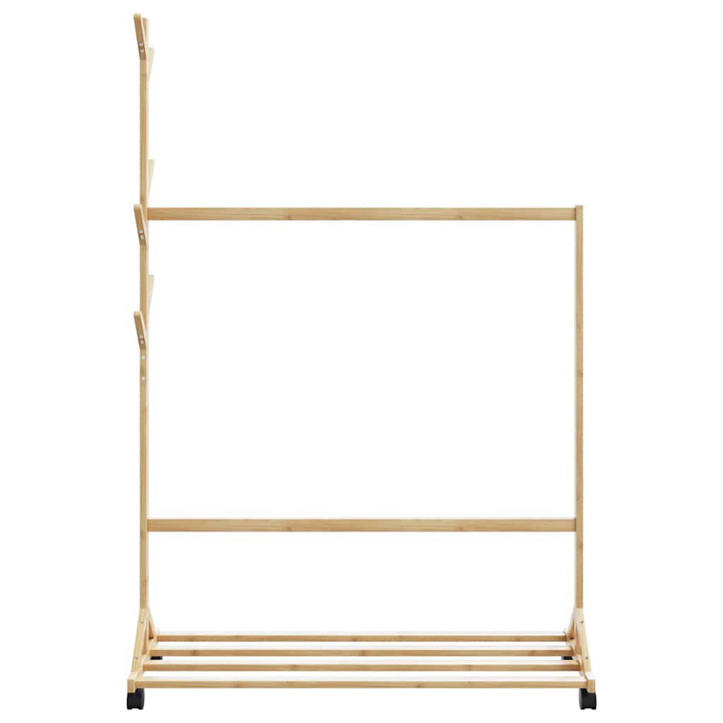 vidaXL Clothes Rack with Hooks and Wheels 100x35x157 cm Bamboo