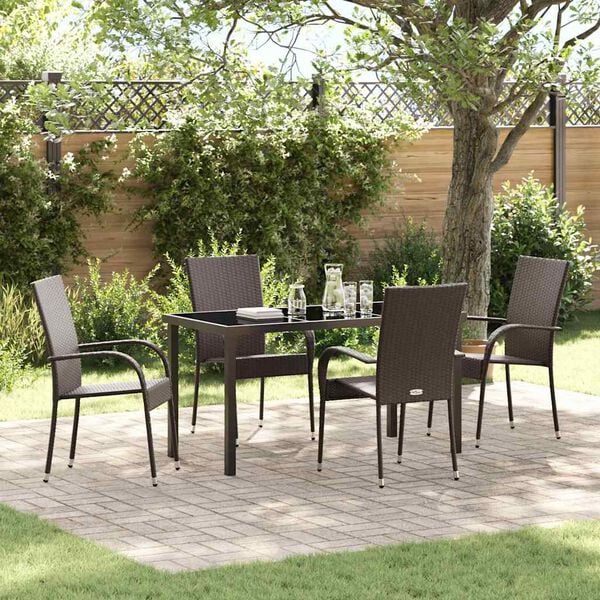 vidaXL Garden Dining Set 5 pcs Brown Powder-Coated Steel