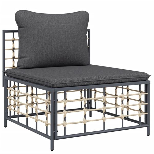 vidaXL 6 Piece Garden Lounge Set with Cushions Anthracite Poly Rattan
