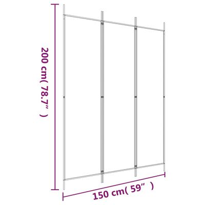vidaXL 3-Panel Room Divider Black 150x200 cm Fabric