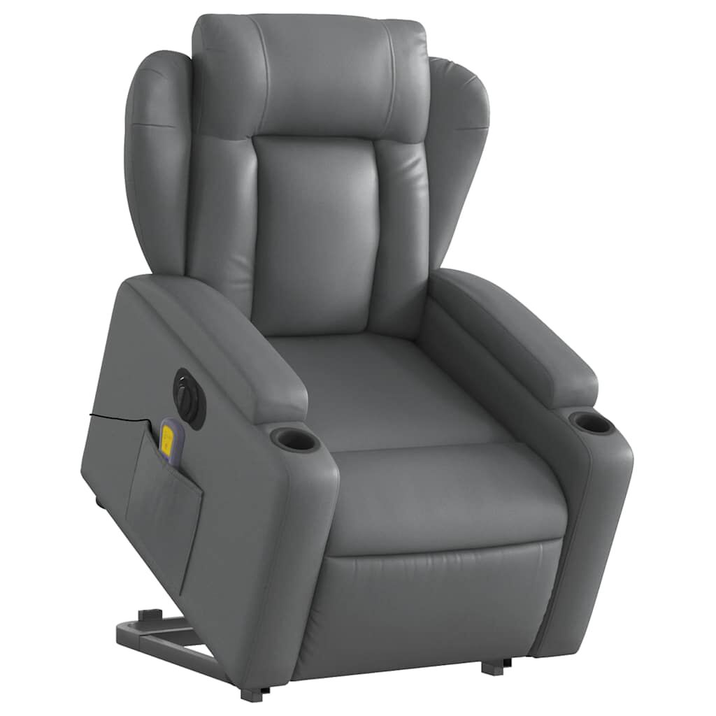 vidaXL Electric Stand up Massage Recliner Chair Grey Faux Leather