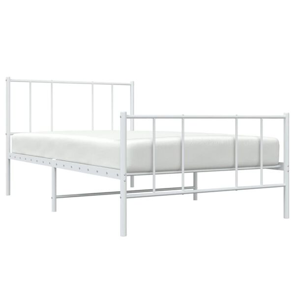 vidaXL Metal Bed Frame without Mattress with Footboard White 100x200cm