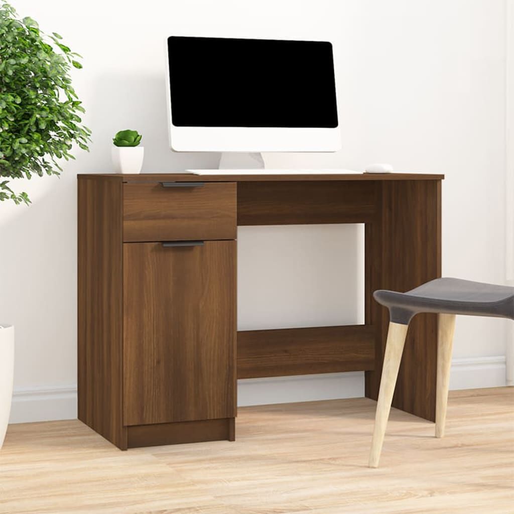 vidaXL Desk Brown Oak 100x50x75 cm Engineered Wood