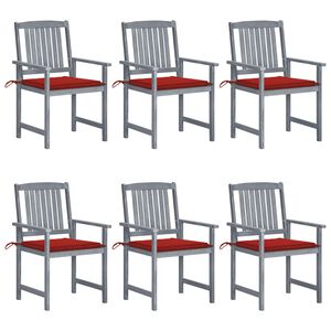 vidaXL Garden Chairs with Cushions 6 pcs Solid Acacia Wood Grey