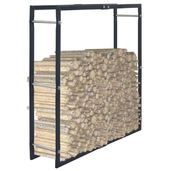 vidaXL Firewood Rack Black 100x25x100 cm Steel