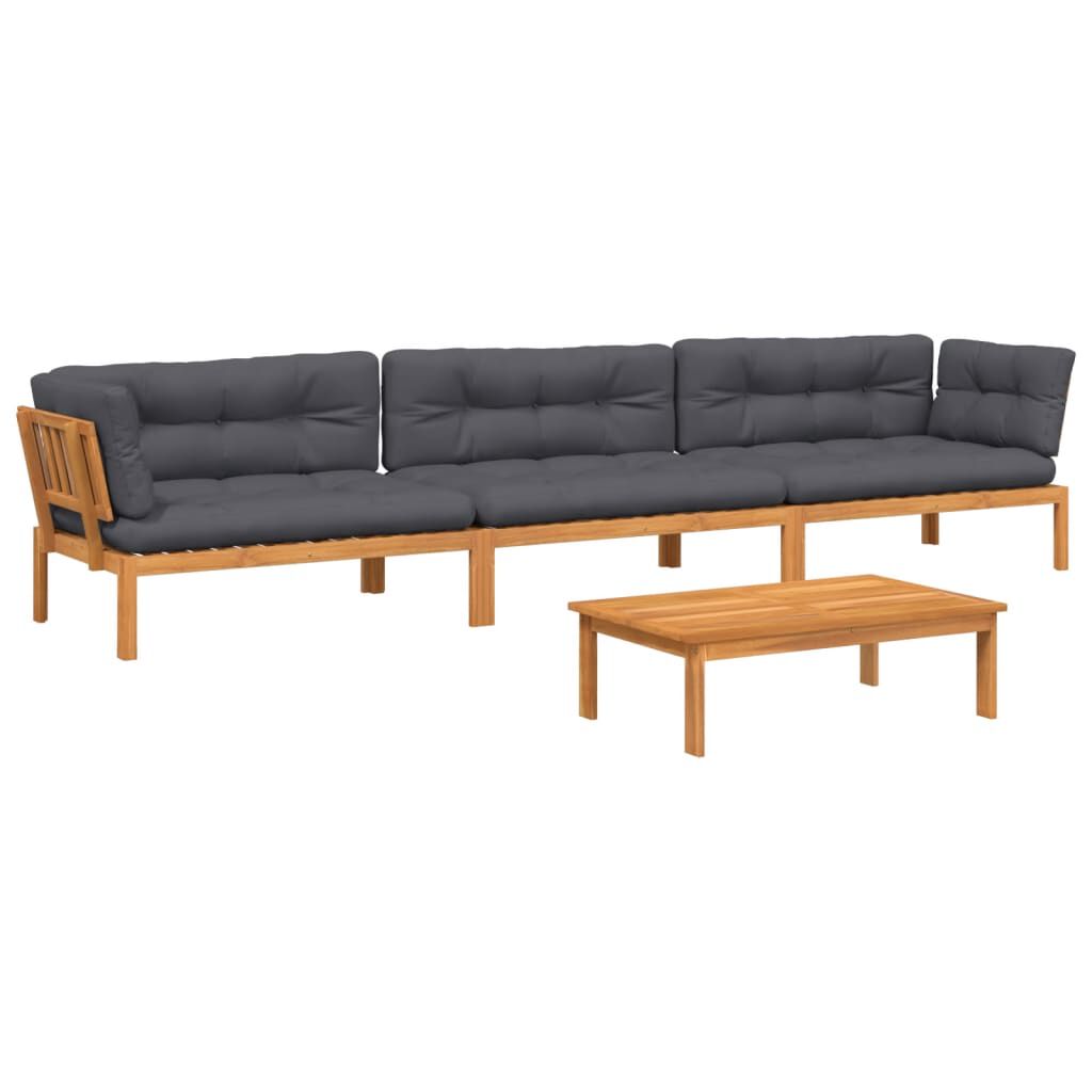 vidaXL 4 Piece Garden Pallet Sofa Set with Cushions Solid Wood Acacia