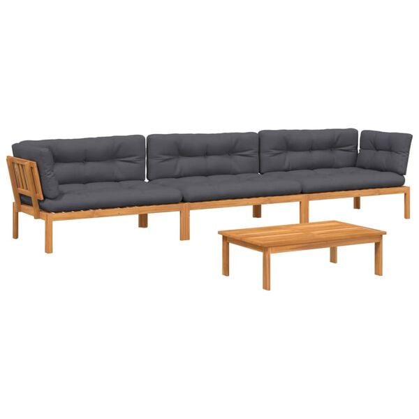 vidaXL 4 Piece Garden Pallet Sofa Set with Cushions Solid Wood Acacia
