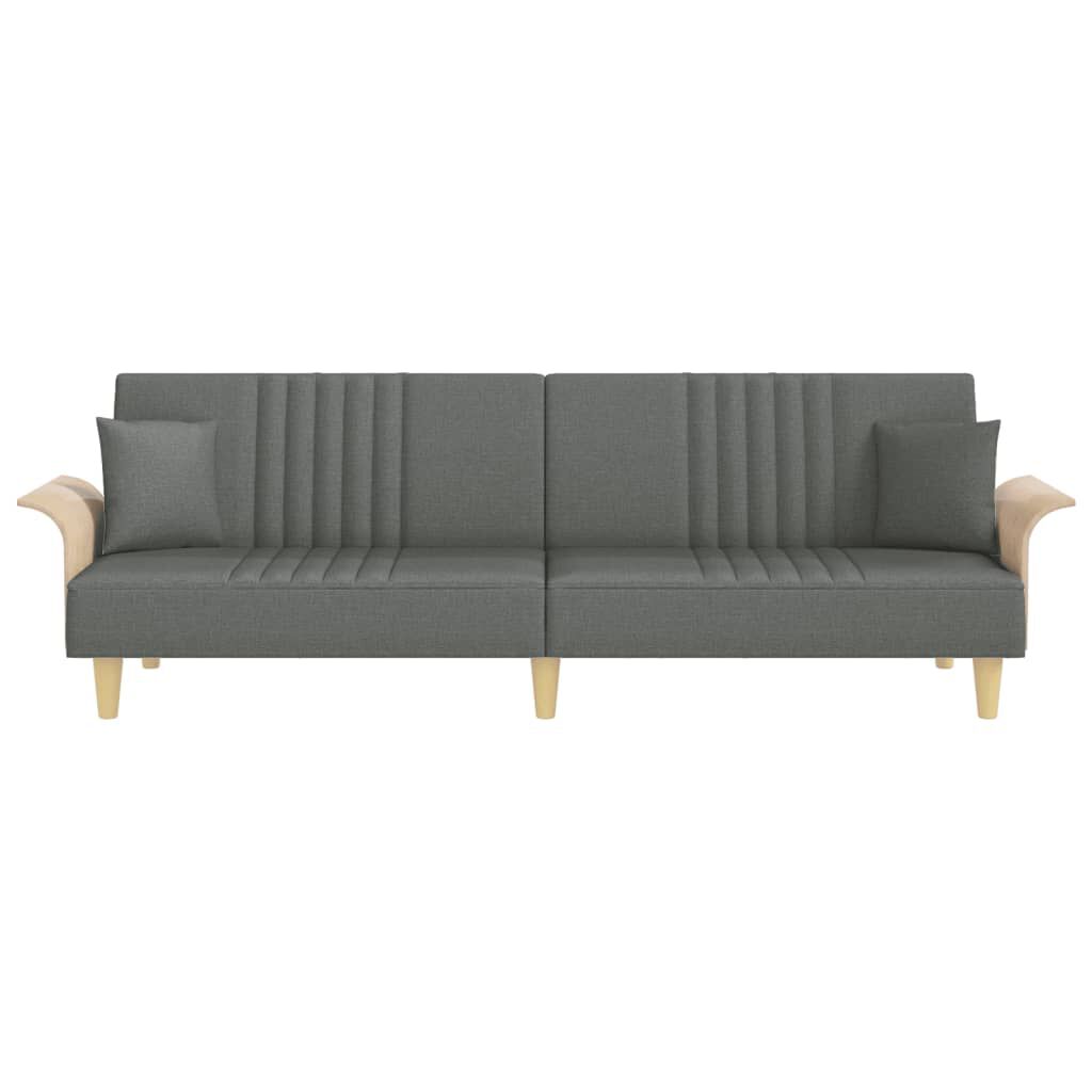 vidaXL Sofa Bed with Armrests Dark Grey Fabric