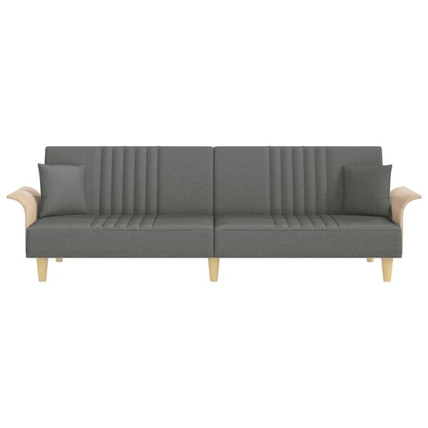 vidaXL Sofa Bed with Armrests Dark Grey Fabric