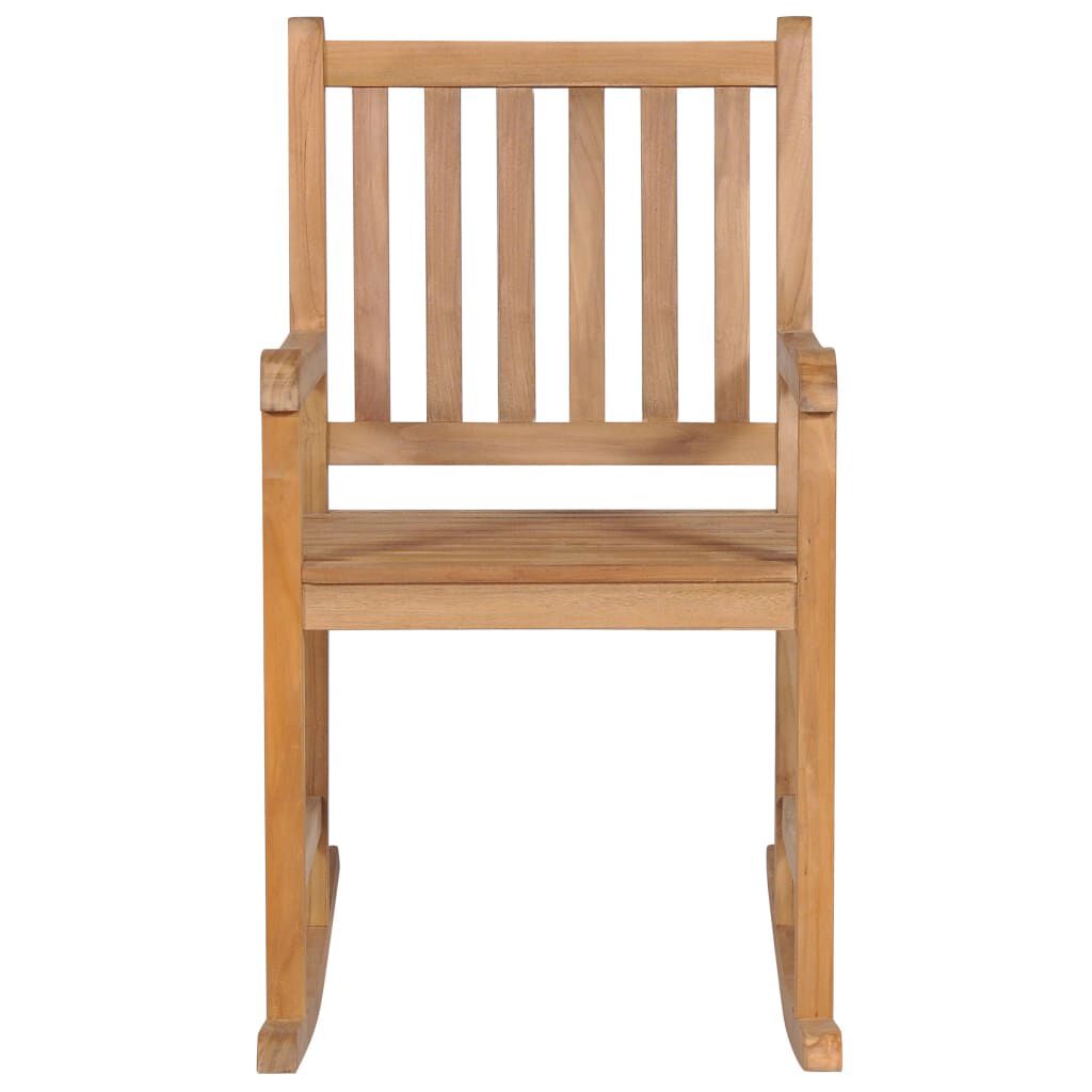 vidaXL Rocking Chair with Bright Green Cushion Solid Teak Wood