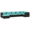 vidaXL 7 Piece Garden Lounge Set with Cushions Poly Rattan Black
