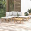 vidaXL 6 Piece Garden Lounge Set with Light Grey Cushions Bamboo