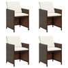 vidaXL Garden Chairs with Cuhsions 4 pcs Poly Rattan Brown