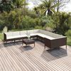 vidaXL 11 Piece Garden Lounge Set with Cushions Poly Rattan Brown