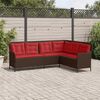 vidaXL Garden Sofa with Cushions L-Shaped Brown Poly Rattan