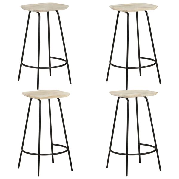 vidaXL Bar Stools 4 pcs Solid Mango Wood