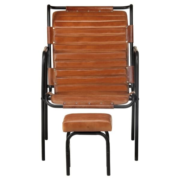 vidaXL Relaxing Armchair with a Footrest Brown Real Leather