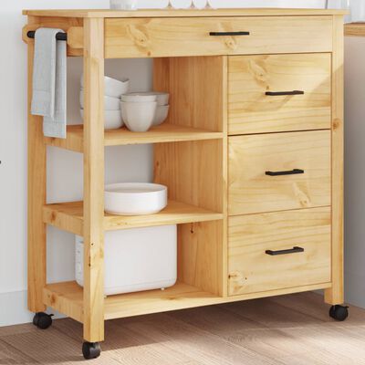 vidaXL Kitchen Trolley MONZA 84x40x90 cm Solid Wood Pine