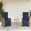vidaXL Reclining Garden Chairs 2 pcs with Footrest Grey Poly Rattan