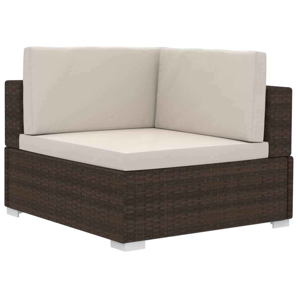 vidaXL Sectional Corner Chairs 2 pcs with Cushions Poly Rattan Brown