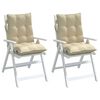 vidaXL Lowback Chair Cushions 2 pcs Beige Oxford Fabric