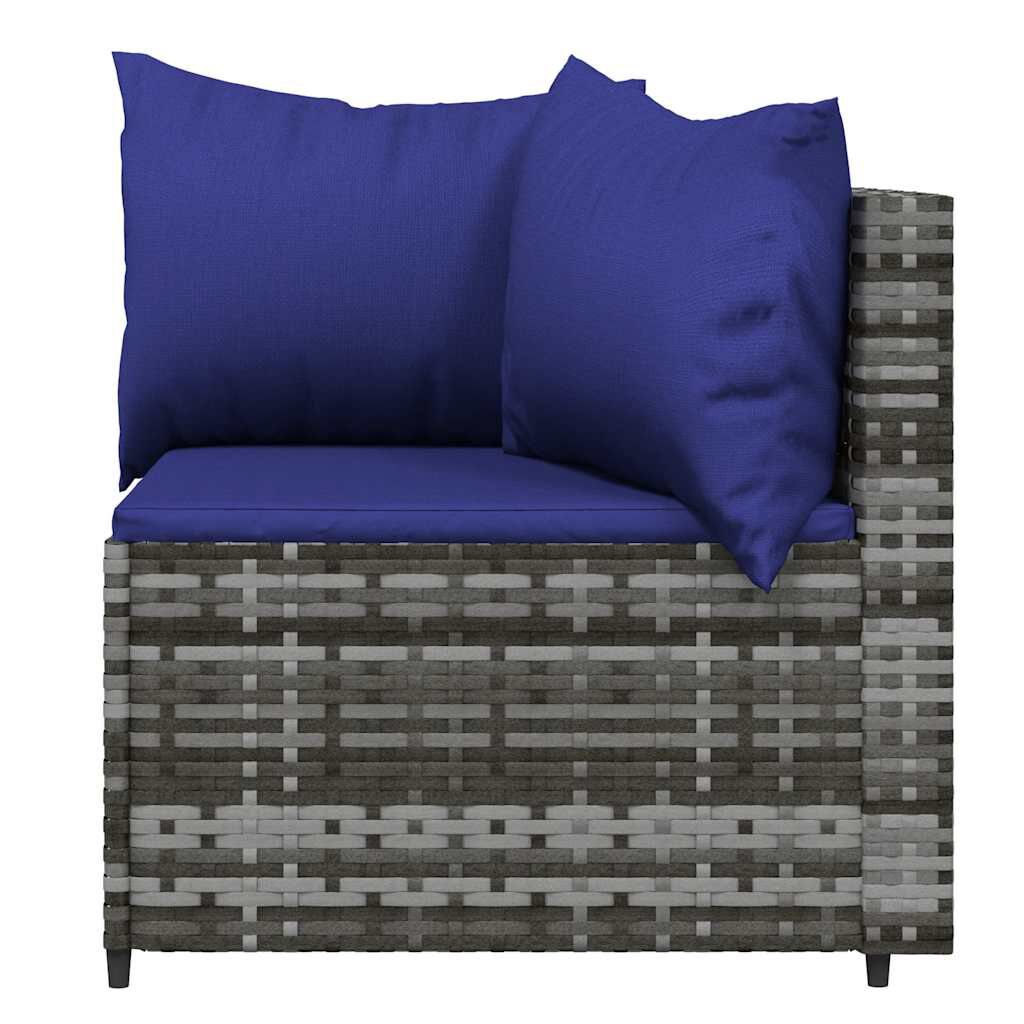 vidaXL 3 Piece Garden Lounge Set with Cushions Grey Poly Rattan