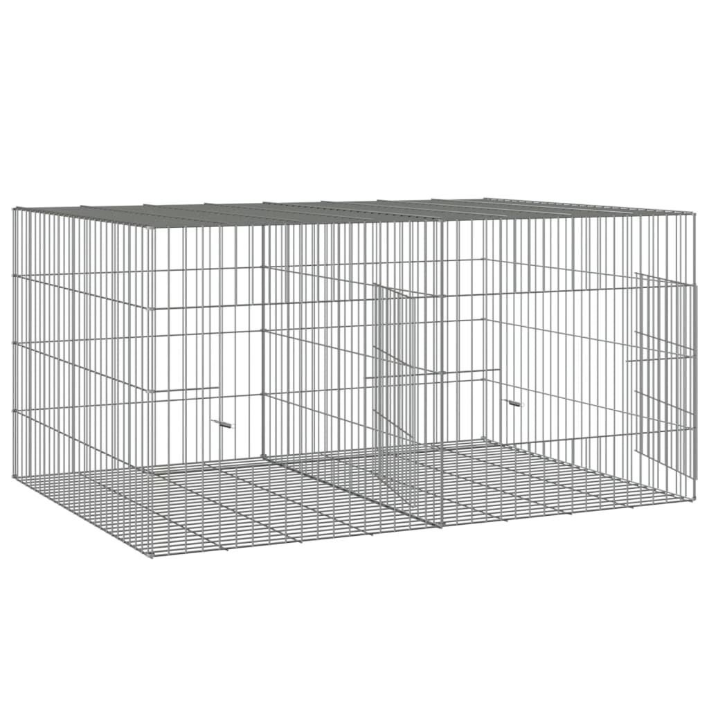 vidaXL 2-Panel Rabbit Cage 110x79x54 cm Galvanised Iron