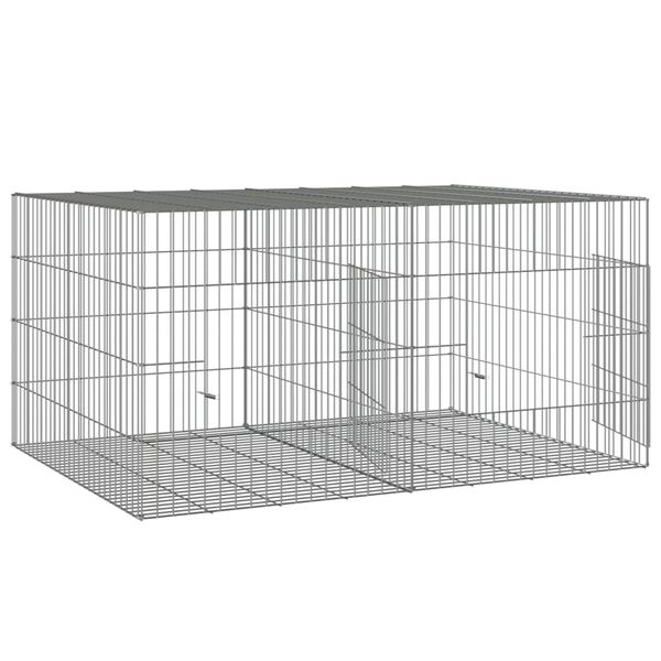 vidaXL 2-Panel Rabbit Cage 110x79x54 cm Galvanised Iron